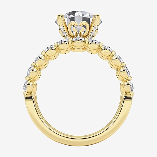 Grown Gorgeous (F, Vs2) Womens 4 3/4 CT. T.W. Lab Grown White Diamond 14K Gold or Platinum Round Side Stone Bridal Set