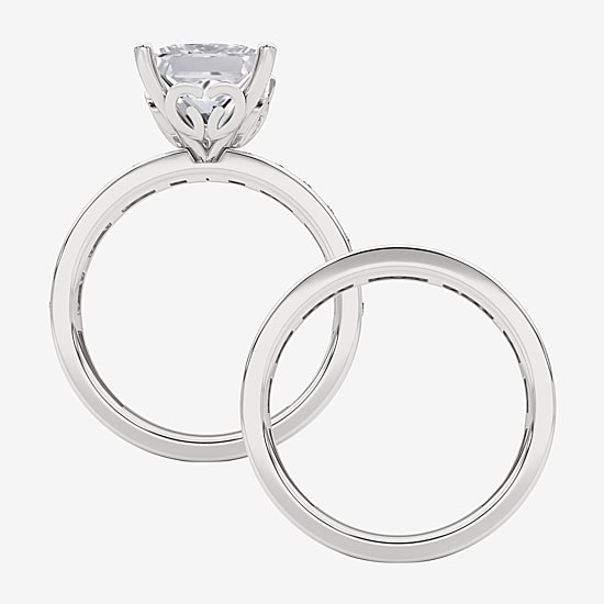 Grown Gorgeous Vs2, F Womens 4 1/4 CT. T.W. Lab Grown White Diamond 14K Gold or Platinum Princess-cut Side Stone Bridal Set