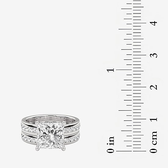 Grown Gorgeous Vs2, F Womens 4 1/4 CT. T.W. Lab Grown White Diamond 14K Gold or Platinum Princess-cut Side Stone Bridal Set