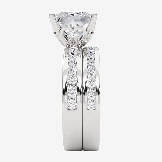 Grown Gorgeous Vs2, F Womens 4 1/4 CT. T.W. Lab Grown White Diamond 14K Gold or Platinum Princess-cut Side Stone Bridal Set