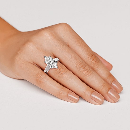 Grown Gorgeous (F,Vs2) Womens 3 3/8 Ct. Lab Grown White Diamond 14K Gold or Platinum Marquise Solitaire Engagement Ring