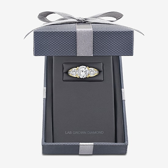 Grown Gorgeous (F, Vs2) Womens 3 1/7 Ct. T.W. Lab Grown White Diamond 14K Gold or Platinum Round Side Stone 3-Stone Engagement Ring