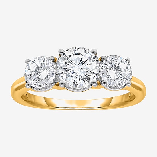 Love Lives Forever (I / Si2) Womens 2 CT. T.W. Lab Grown White Diamond 10K Gold Round 3-Stone Engagement Ring