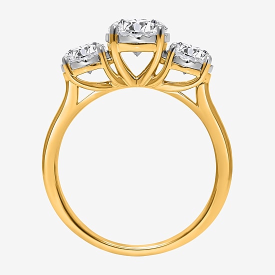 Love Lives Forever (I / Si2) Womens 2 CT. T.W. Lab Grown White Diamond 10K Gold Round 3-Stone Engagement Ring