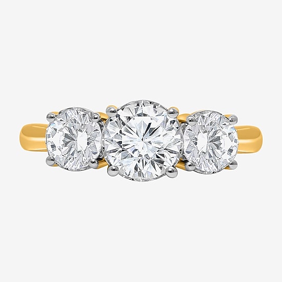 Love Lives Forever (I / Si2) Womens 2 CT. T.W. Lab Grown White Diamond 10K Gold Round 3-Stone Engagement Ring