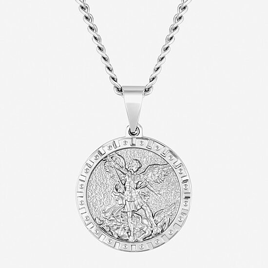Mens Stainless Steel Round 24 Inch Pendant Necklace