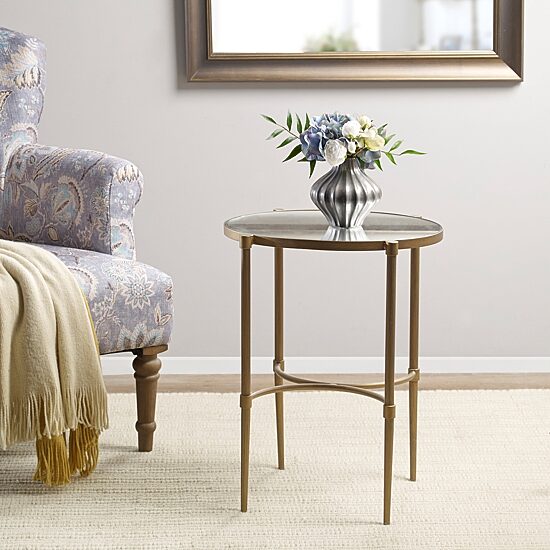 Martha Stewart Lia Mirrored Metal Chairside Table