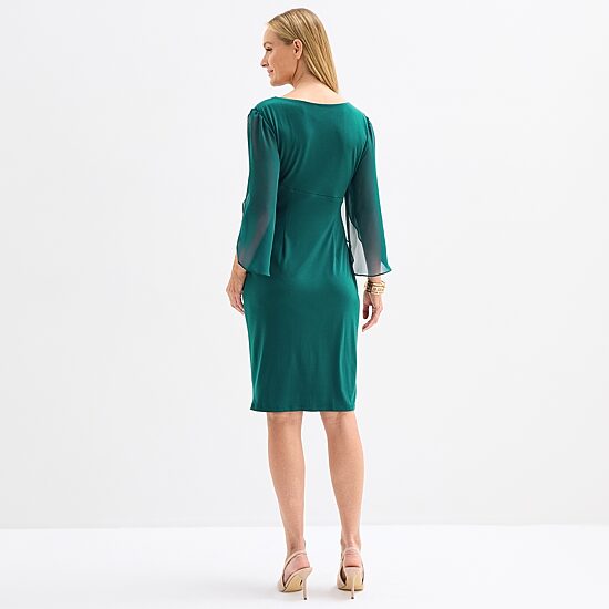 Connected Apparel Womens 3/4 Sleeve Sheath Dress