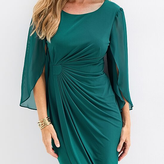 Connected Apparel Womens 3/4 Sleeve Sheath Dress