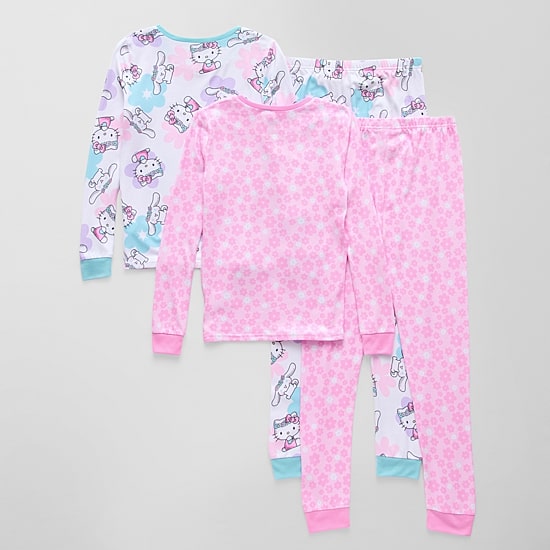 Little & Big Kid Girls Hello Kitty Fleece Crew Neck Long Sleeve 4-pc. Pajama Set