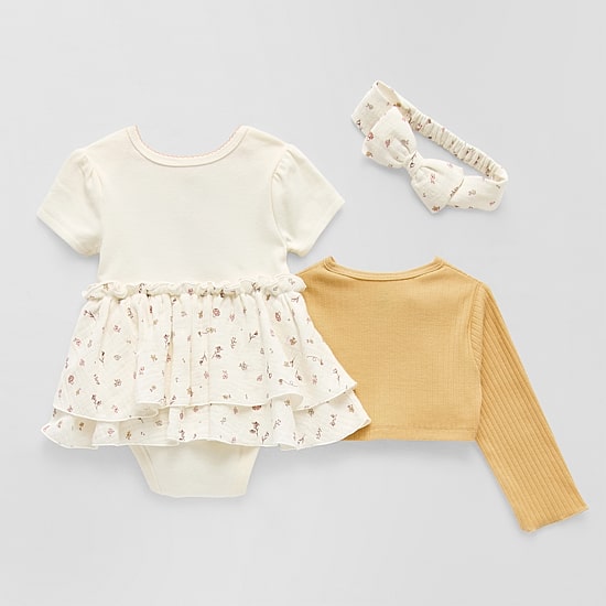 Baby Girls 3-pc. Crew Neck Short Sleeve Winnie The Pooh Bodysuit Set