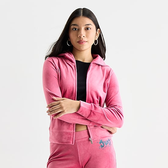 Juicy By Juicy Couture Womens Juniors Hooded Lightweight Track Jacket