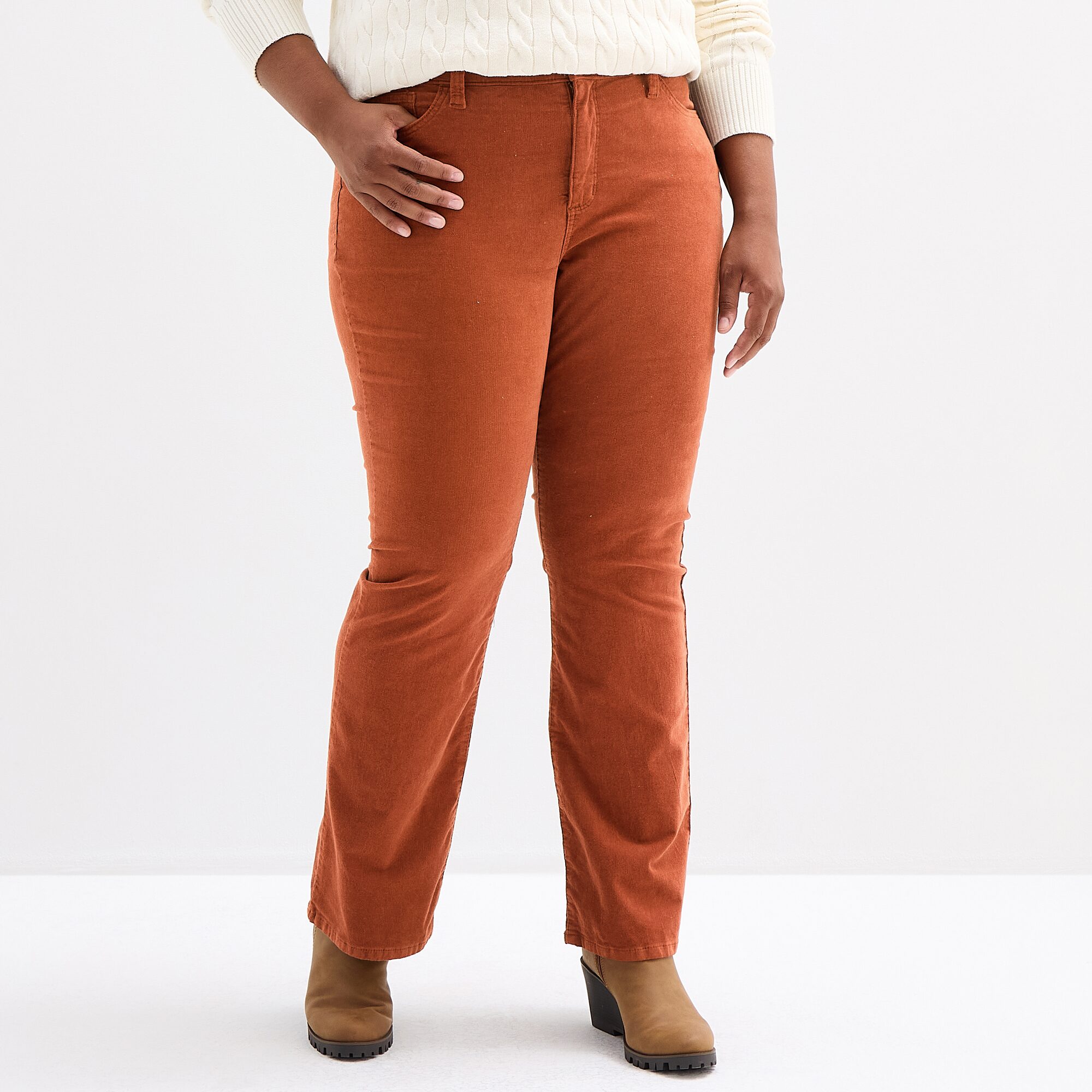 St. John's Bay Womens Plus Mid Rise Bootcut Corduroy Pant