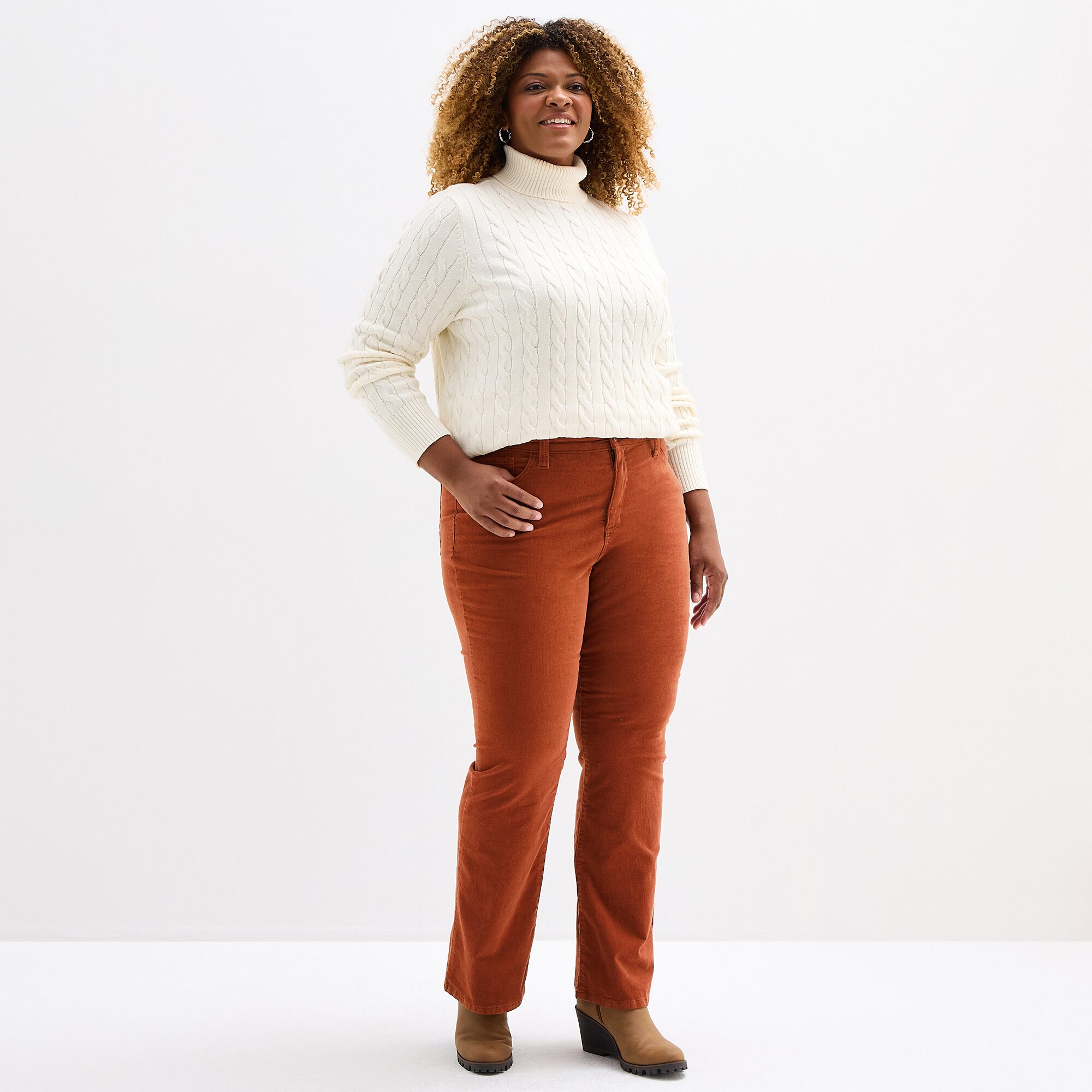 St. John's Bay Womens Plus Mid Rise Bootcut Corduroy Pant