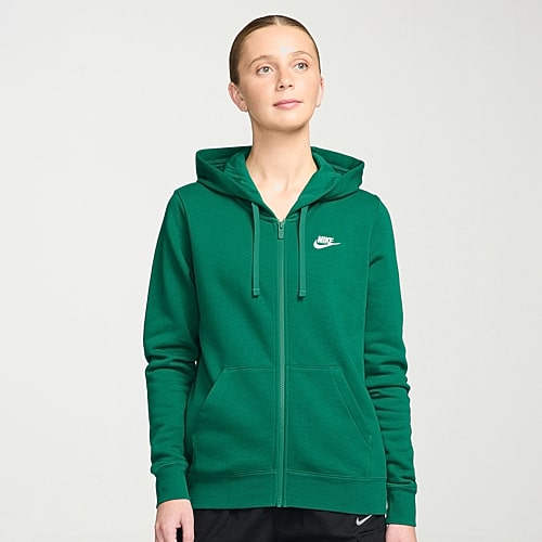 Nike Womens Long Sleeve Embroidered Fleece Lined Lined Fleece Zipper Active Hoodie In Green
