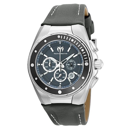 Techno Marine Womens Gray Leather Strap Watch Tm-215036
