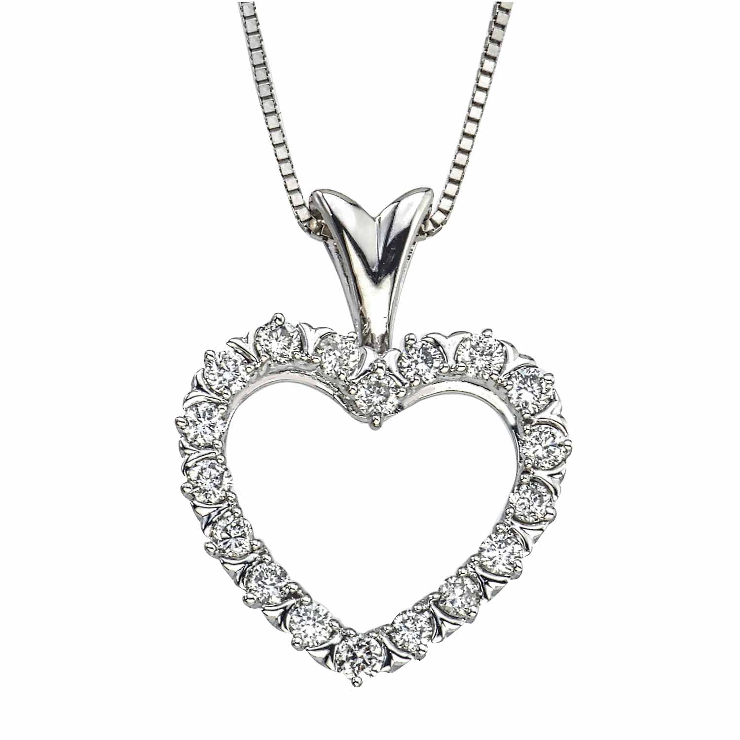 Womens 1/4 CT. T.W. Natural White Diamond 10K Gold Heart 18 Inch Pendant Necklace