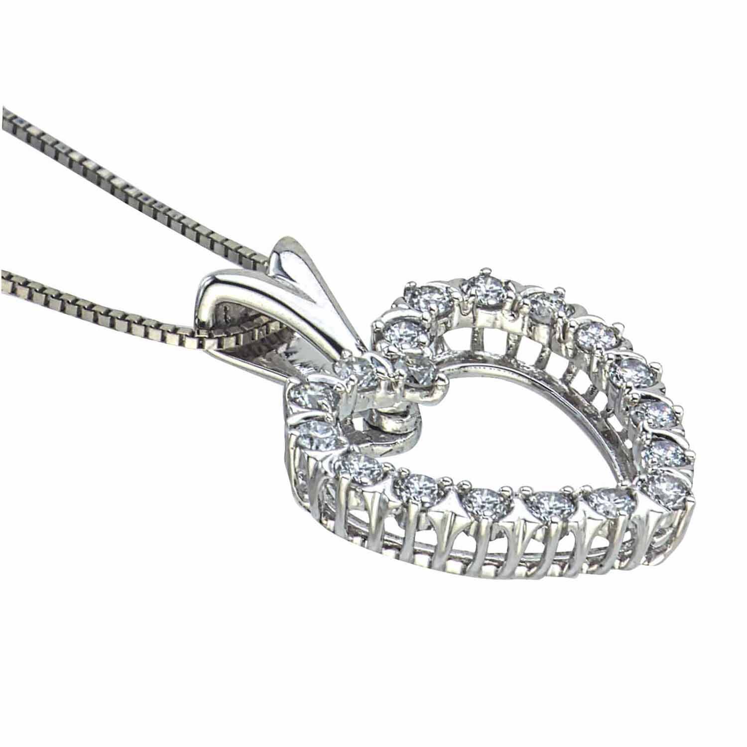 Womens 1/4 CT. T.W. Natural White Diamond 10K Gold Heart 18 Inch Pendant Necklace