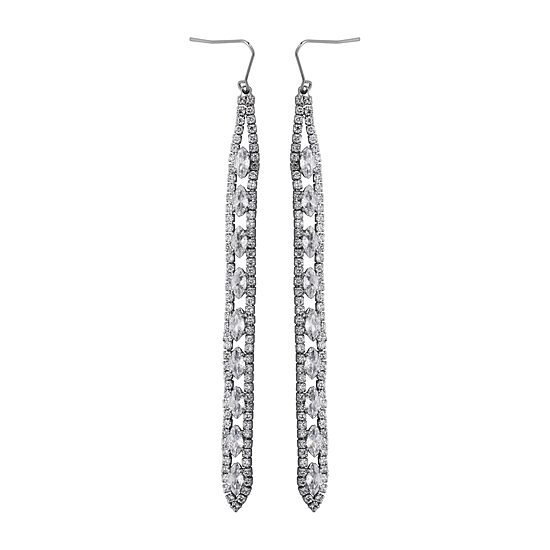 Sparkle Allure Pure Silver Over Bronze Womens Cubic Zirconia Pure Silver Over Bronze Drop Earrings