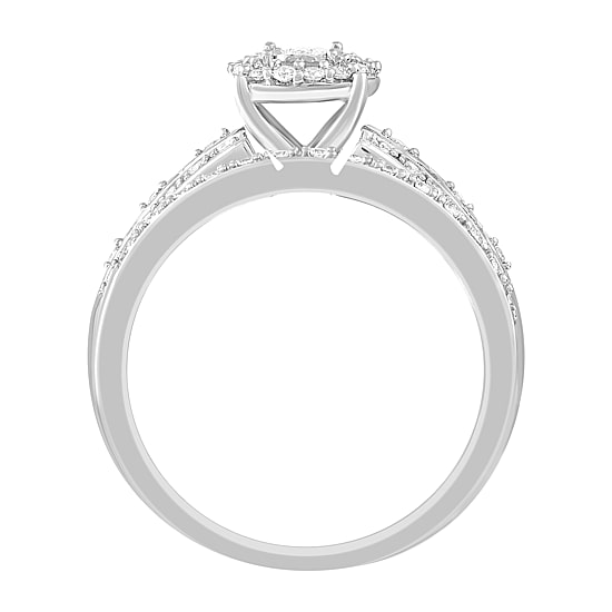 Womens 3/8 CT. T.W. Natural Diamond 10K Gold Round Side Stone Halo Bridal Set