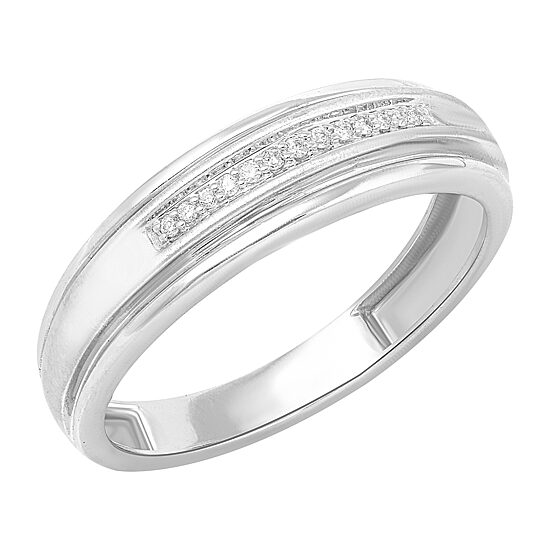 Mens 1/8 CT. T.W. Natural Diamond 10K Gold Band