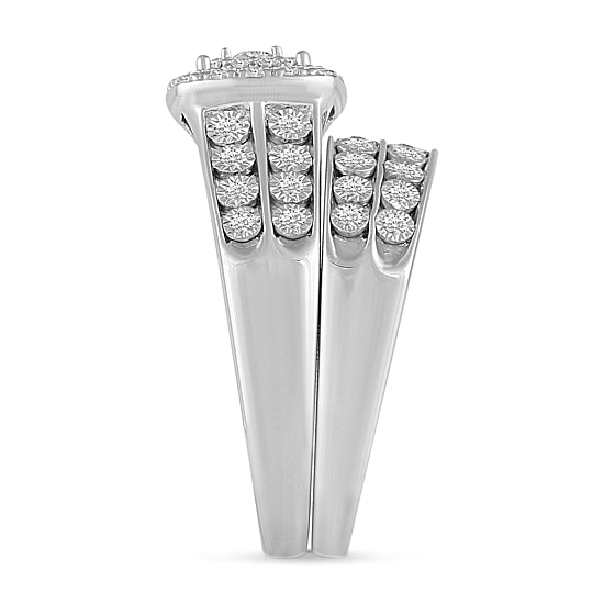 Womens 3/8 CT. T.W. Natural Diamond 10K Gold Cushion Side Stone Halo Bridal Set