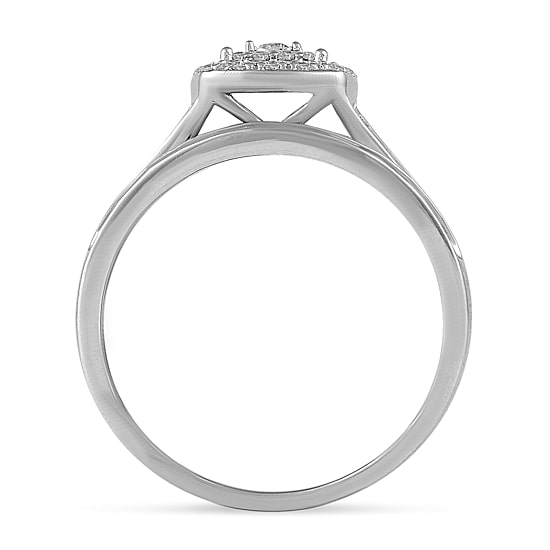 Womens 3/8 CT. T.W. Natural Diamond 10K Gold Cushion Side Stone Halo Bridal Set