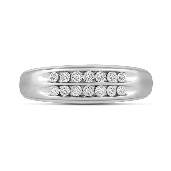 Mens 1/8 CT. T.W. Natural Diamond 10K Gold Wedding Band