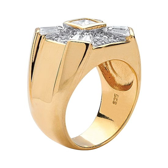 DiamonArt® Mens 2 1/2 CT. T.W. White Cubic Zirconia 18K Gold Over Silver Square Fashion Ring