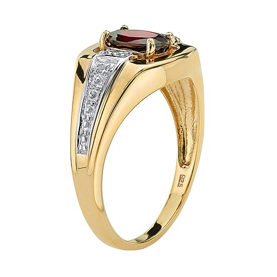 Mens 1 3/8 CT. T.W. Genuine Red Garnet 18K Gold Over Silver Fashion Ring
