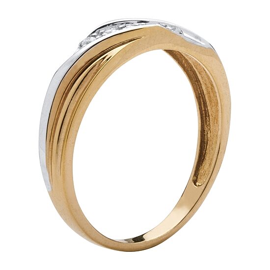 DiamonArt® 2MM 1/10 CT. T.W. White Cubic Zirconia 18K Gold Over Silver Band