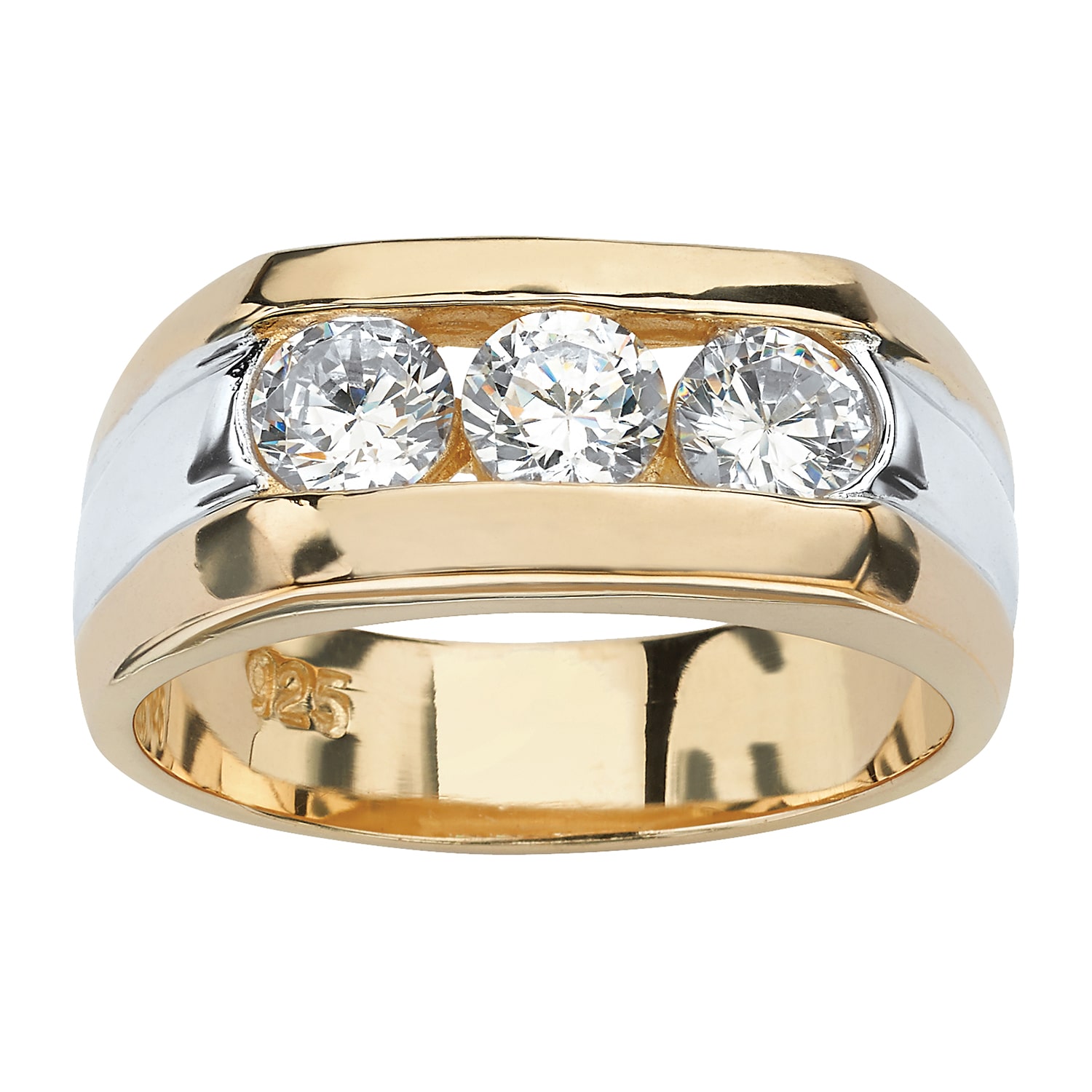 Mens 1 1/2 CT. T.W. Cubic Zirconia 14K Gold Over Silver Fashion Ring