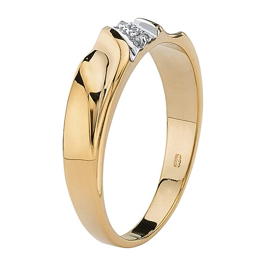 Mens 2.5MM Diamond Accent Natural White Diamond 18K Gold Over Silver Band