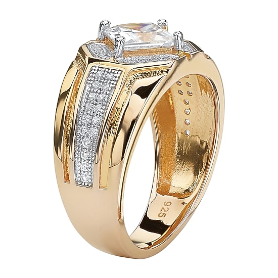DiamonArt® Mens 1 1/2 CT. T.W. White Cubic Zirconia 14K Gold Over Silver Fashion Ring