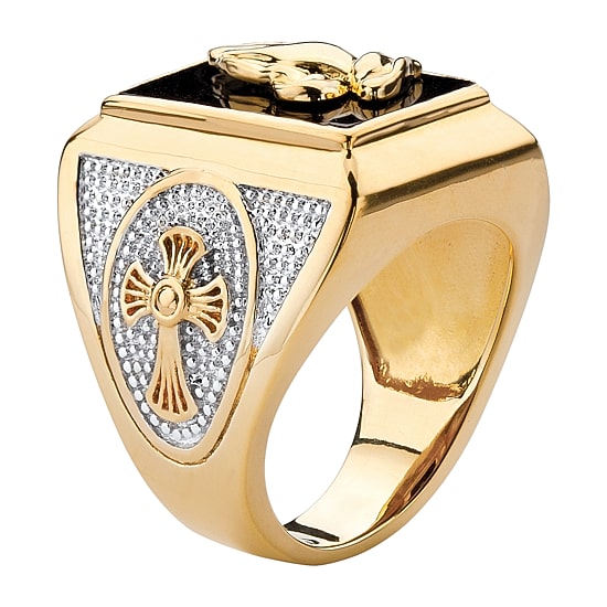 Mens Genuine Black Onyx 14K Gold Over Brass Fashion Ring