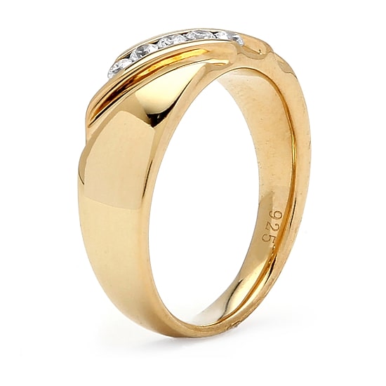 DiamonArt® 2MM 1/2 CT. T.W. White Cubic Zirconia 18K Gold Over Silver Band