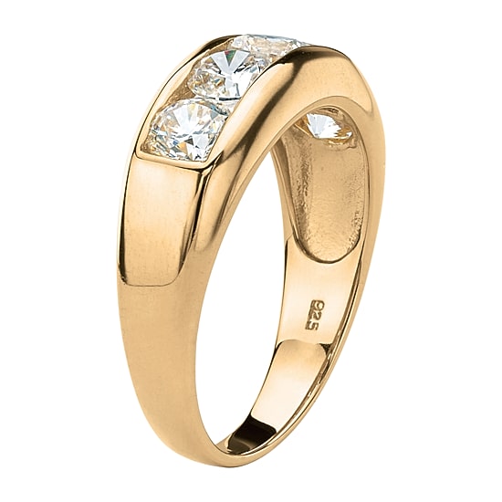 DiamonArt® 2.5MM 2 1/2 CT. T.W. White Cubic Zirconia 18K Gold Over Silver Band