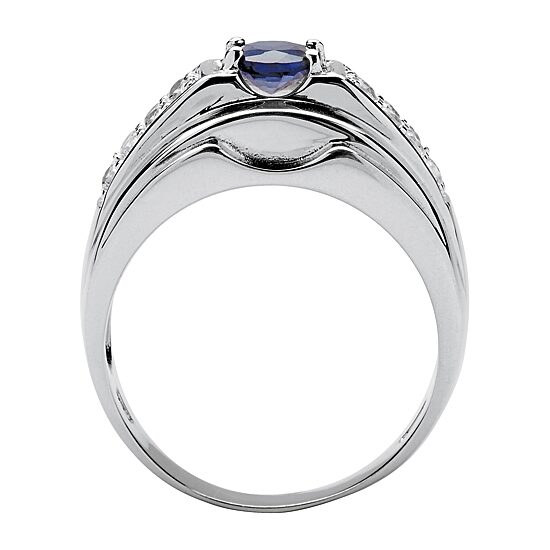 Mens 1 1/2 CT. T.W. Genuine Blue Sapphire Sterling Silver Fashion Ring