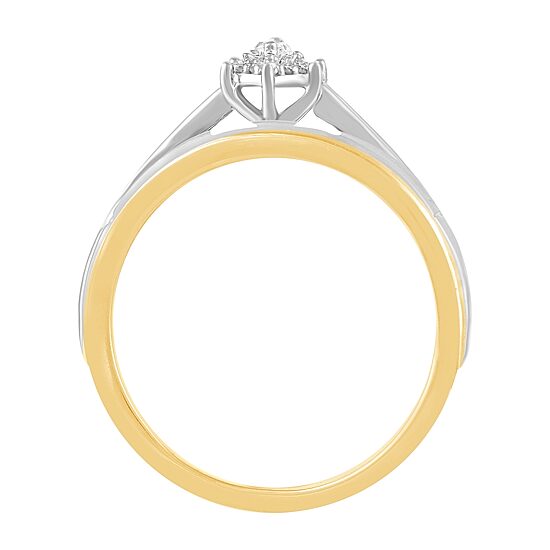 Womens 1/4 CT. T.W. Natural Diamond 10K Gold Marquise Side Stone Halo Bridal Set