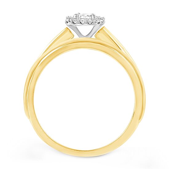 Womens 1/3 CT. T.W. Natural Diamond 10K Gold Side Stone Halo Bridal Set