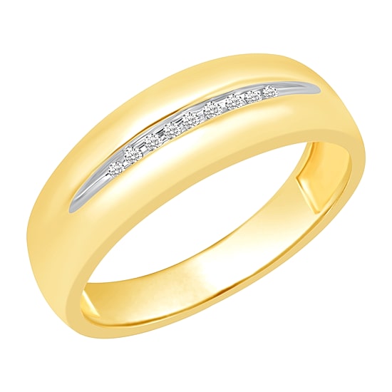 Mens 1/8 CT. T.W. Natural Diamond 10K Gold Wedding Band