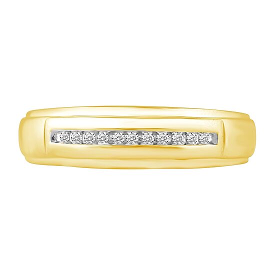 Mens 1/8 CT. T.W. Natural Diamond 10K Gold Band