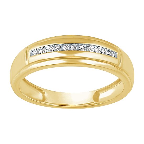 Mens 1/8 CT. T.W. Natural Diamond 10K Gold Band