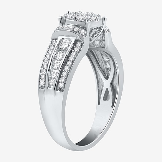 I Said Yes (H-I / I1) Womens 3/4 CT. T.W. Lab Grown White Diamond Sterling Silver or 14K Gold Over Silver Round Side Stone Engagement Ring