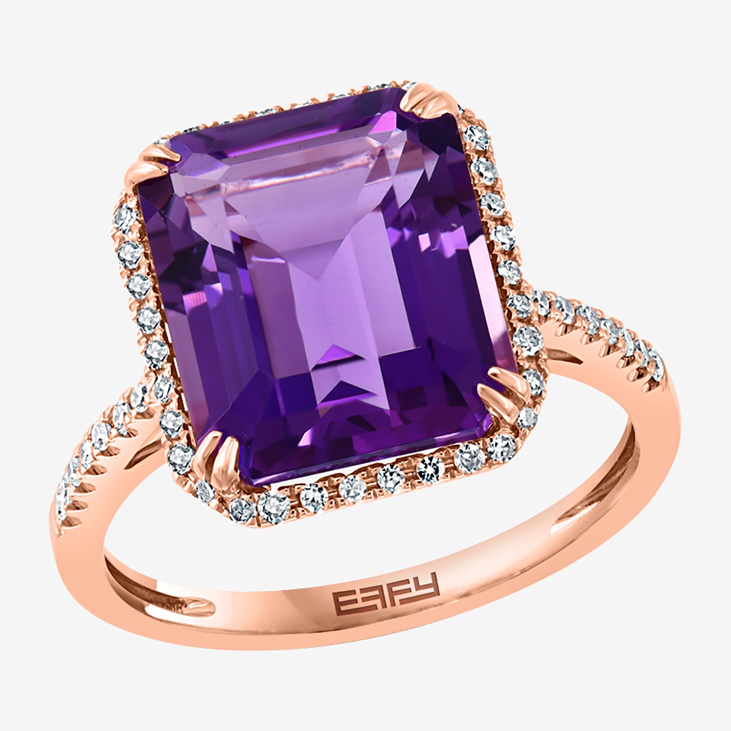 Effy Final Call Womens Diamond Accent Genuine Purple Amethyst 14K Gold Halo Cocktail Ring