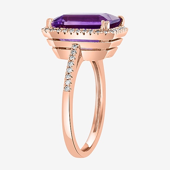Effy Final Call Womens Diamond Accent Genuine Purple Amethyst 14K Gold Halo Cocktail Ring
