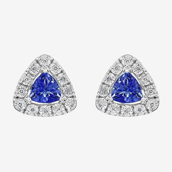 Effy Final Call 1/10 CT. T.W. Diamond & Genuine Blue Tanzanite Sterling Silver Stud Earrings