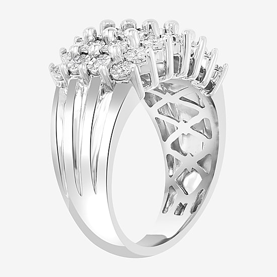 Effy Final Call Womens 3.5MM 1/2 CT. T.W. Natural Diamond Sterling Silver Cluster Band