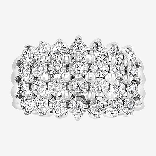 Effy Final Call Womens 3.5MM 1/2 CT. T.W. Natural Diamond Sterling Silver Cluster Band