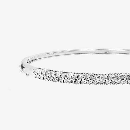Effy Final Call Womens 1/3 CT. T.W. Natural Diamond Sterling Silver Bangle Bracelet